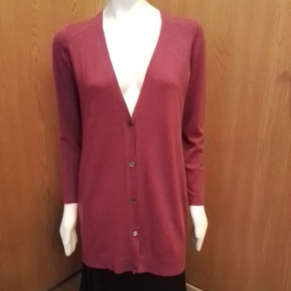 100% Wool Eileen Fisher Women's Maroon Cardi, M, Cozy Merino.